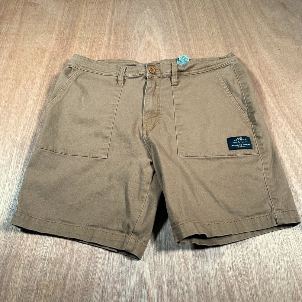 Tony Hawk Chino Shorts Mens 34 Brown Skateboarding Stretch Cotton Casual HMS3381